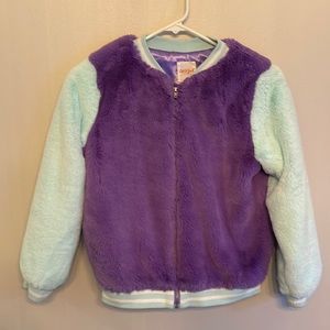 Super soft faux fur varsity jacket